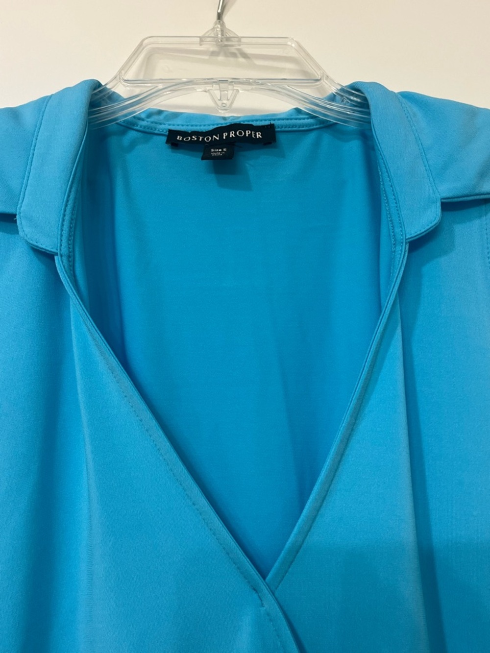 Boston Proper So Chic Collared Surplice Blouson Knit Top Blue Womens Small - Picture 5 of 10